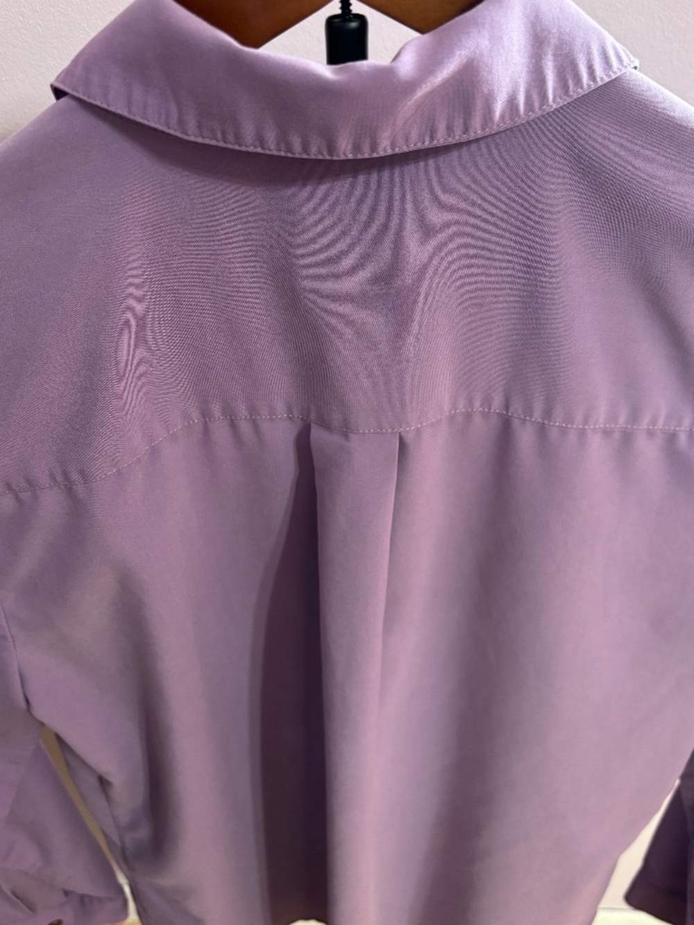 CHICO'S Lavender Lace Up Blouse Soft Stretch Material Long Sleeve Top Size 0 - Picture 6 of 8